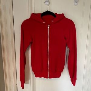 American Apparel Red Drawstring Hoodie Size XXS
